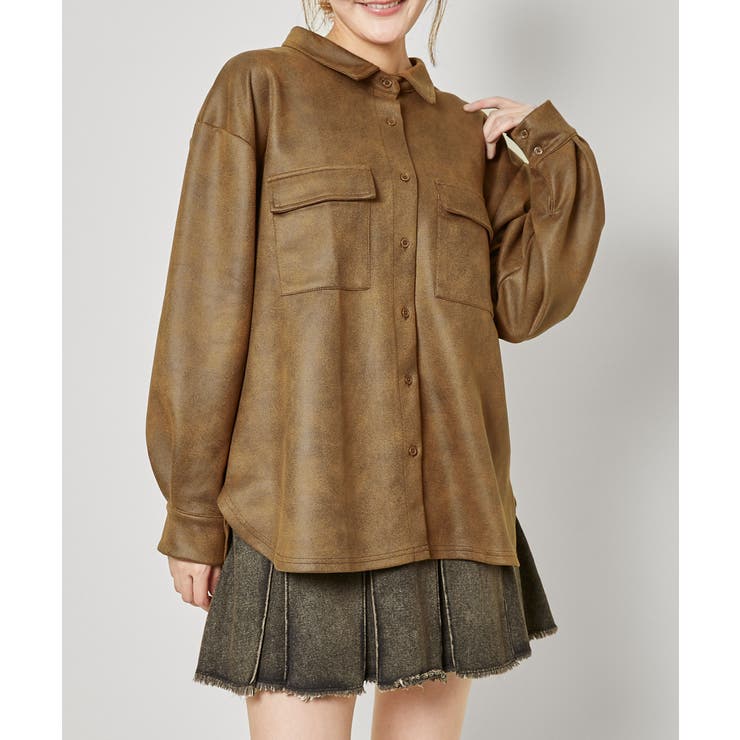 《フェイクレザー見え×ゆるシルエット》一枚でサマ見え！合皮風ポンチジャケット | GORGE  | 詳細画像2 