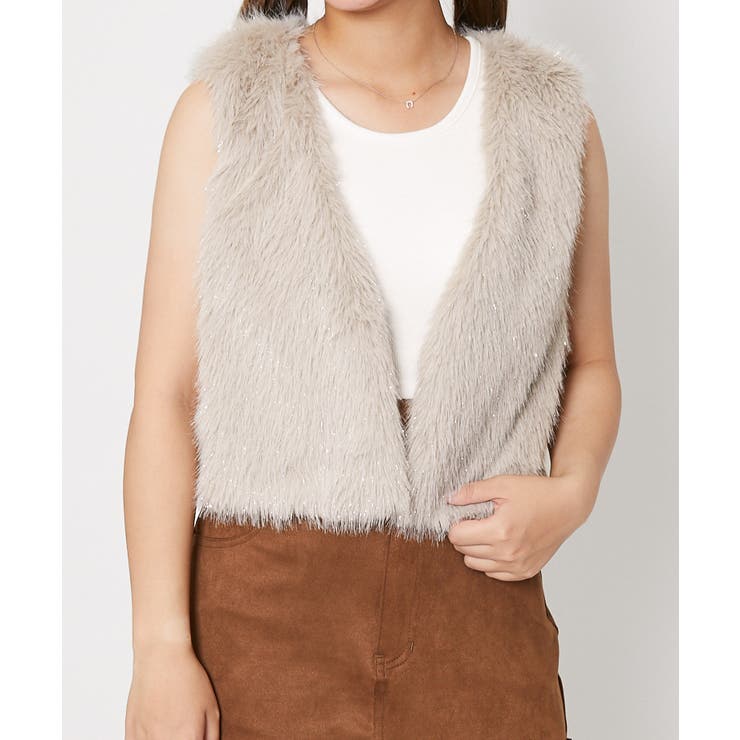 新品未使用✩レッキス✩フラワー✩ポケット有✩ふわふわ✩柔らか✩ファーショール ふわモコ×ショート丈》レディース フェイクファー ベスト 秋冬