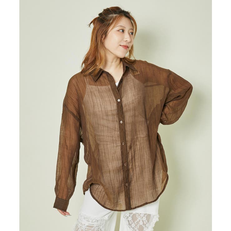 《透け感×抜け感》シアーストライプシャツ／リラックスルーズ	 | GORGE  | 詳細画像7 