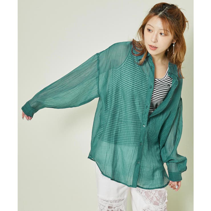 《透け感×抜け感》シアーストライプシャツ／リラックスルーズ	 | GORGE  | 詳細画像1 