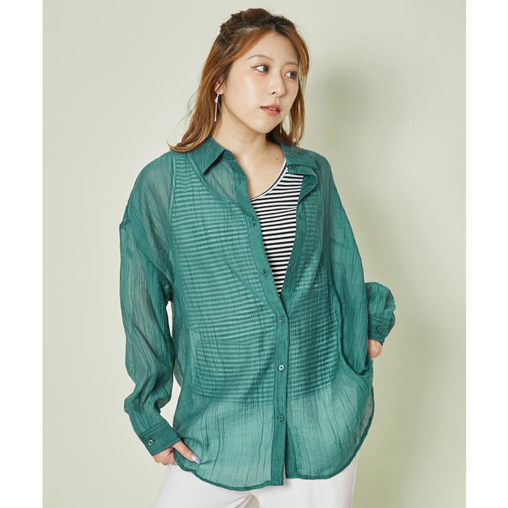 《透け感×抜け感》シアーストライプシャツ／リラックスルーズ	 | GORGE  | 詳細画像3 