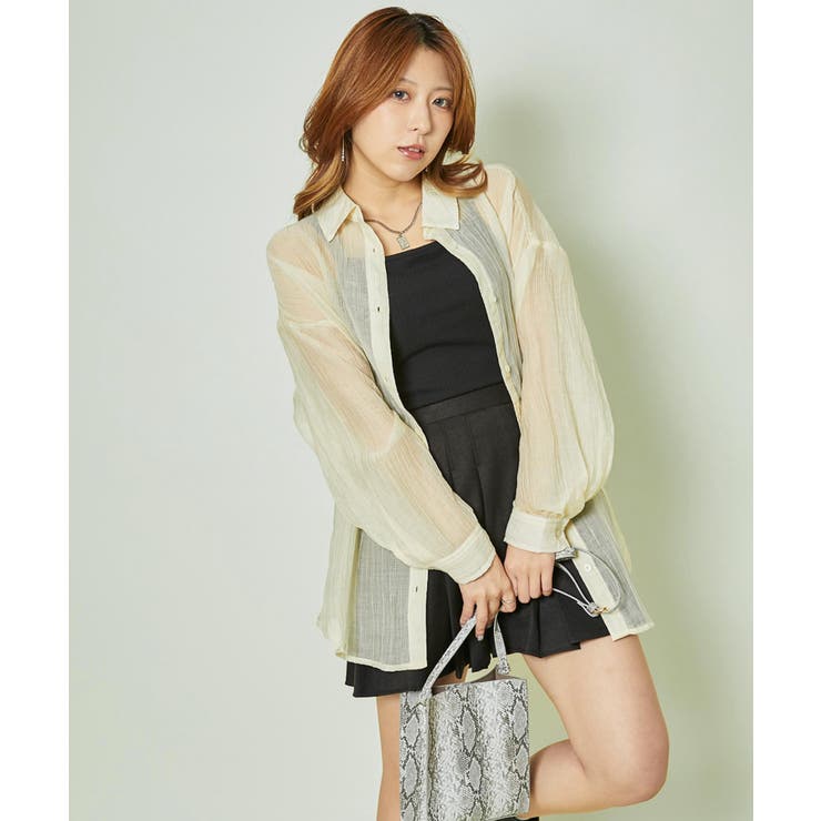 《透け感×抜け感》シアーストライプシャツ／リラックスルーズ	 | GORGE  | 詳細画像4 