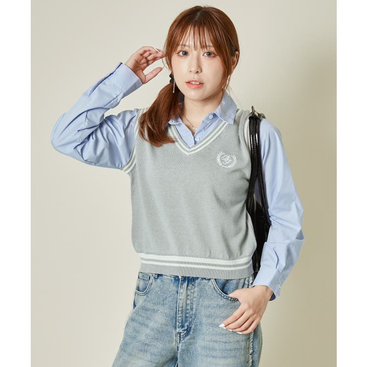 レディース シャツドッキングトップス 長袖[品番：GORW0010258