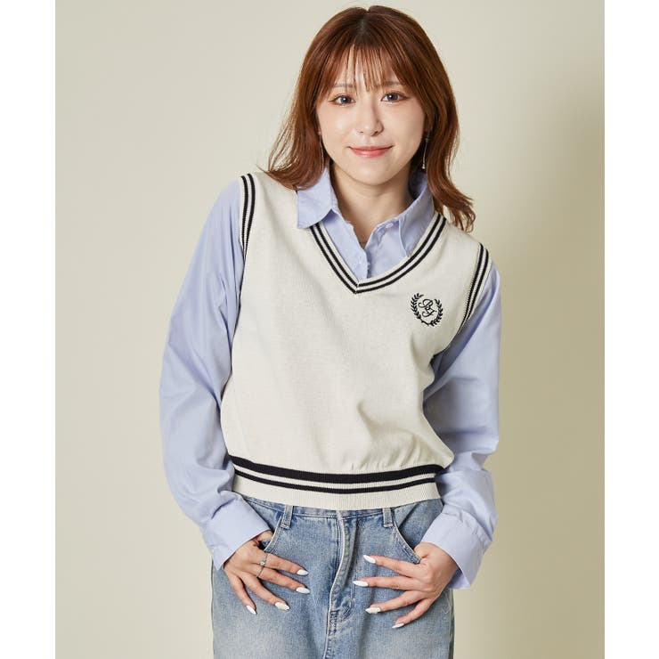 レディース シャツドッキングトップス 長袖[品番：GORW0010258