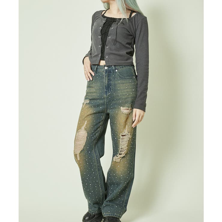 《フェイクレイヤード》レースアップカットトップス | GORGE  | 詳細画像1 