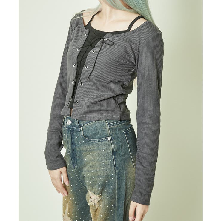 《フェイクレイヤード》レースアップカットトップス | GORGE  | 詳細画像2 