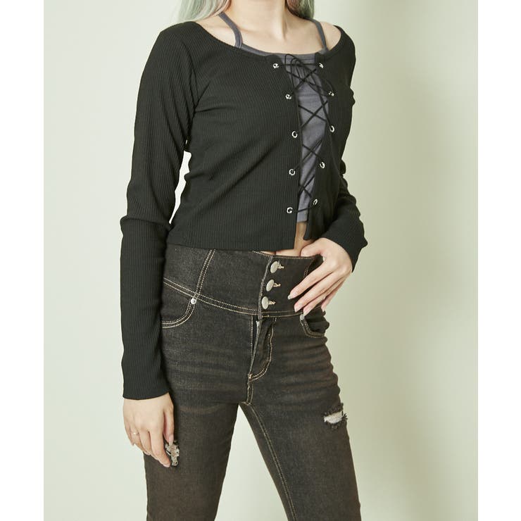 《フェイクレイヤード》レースアップカットトップス | GORGE  | 詳細画像4 