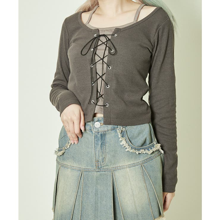《フェイクレイヤード》レースアップカットトップス | GORGE  | 詳細画像5 