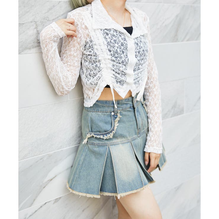 オフホワイト | 《ドロスト×透け感トップス》レディース 長袖レースシャツ 襟付き 春夏秋 | GORGE 