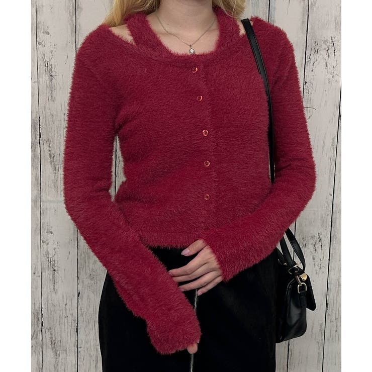 ボルドー | 《フェザーカーデ風ドッキング》レディース ニットプルオーバー フェザータッチ | GORGE 