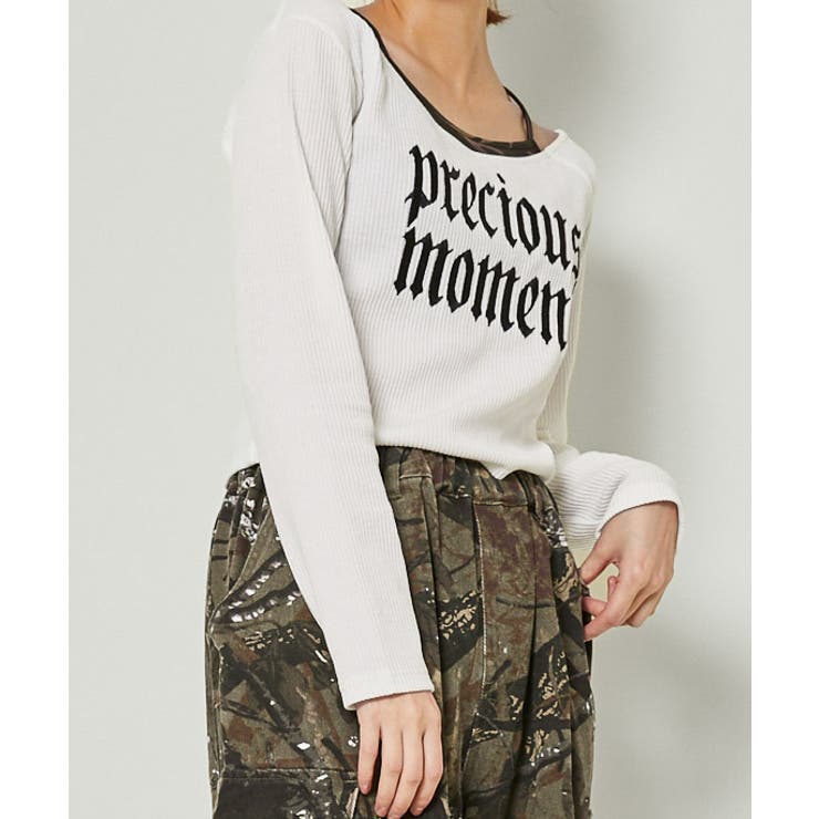 《レイヤード風×細見えシルエット》メイサイ柄キャミレイヤード風 テレコトップス | GORGE  | 詳細画像7 