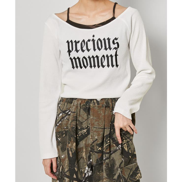 オフホワイト | 《レイヤード風×細見えシルエット》メイサイ柄キャミレイヤード風 テレコトップス | GORGE 