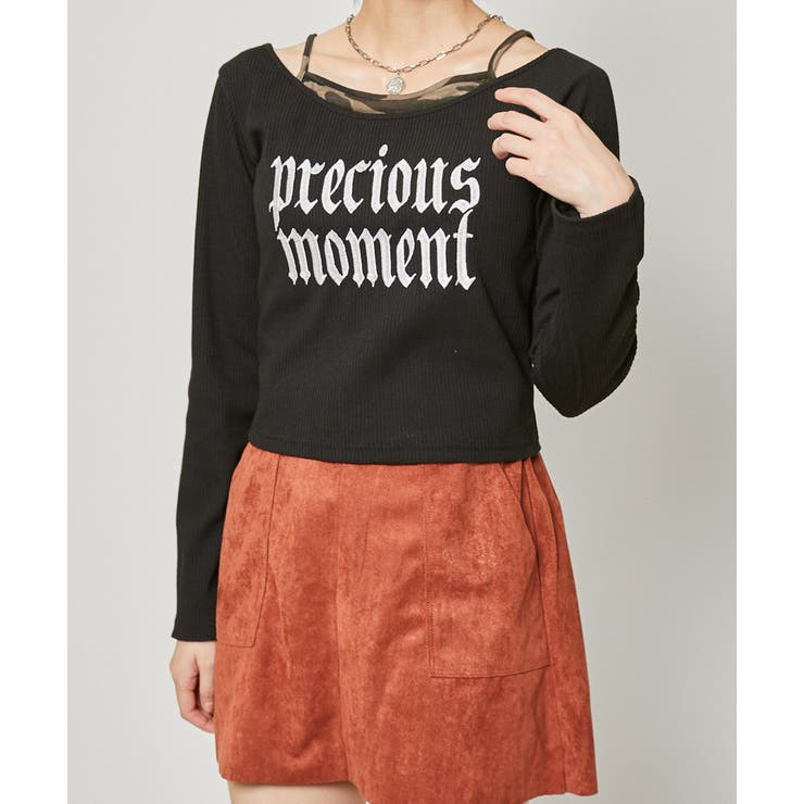 《レイヤード風×細見えシルエット》メイサイ柄キャミレイヤード風 テレコトップス | GORGE  | 詳細画像5 