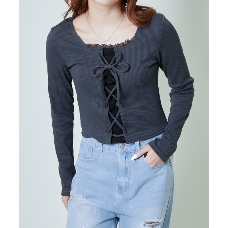 《レースアップ×レイヤード風レース》映えトップス	 | GORGE  | 詳細画像5 