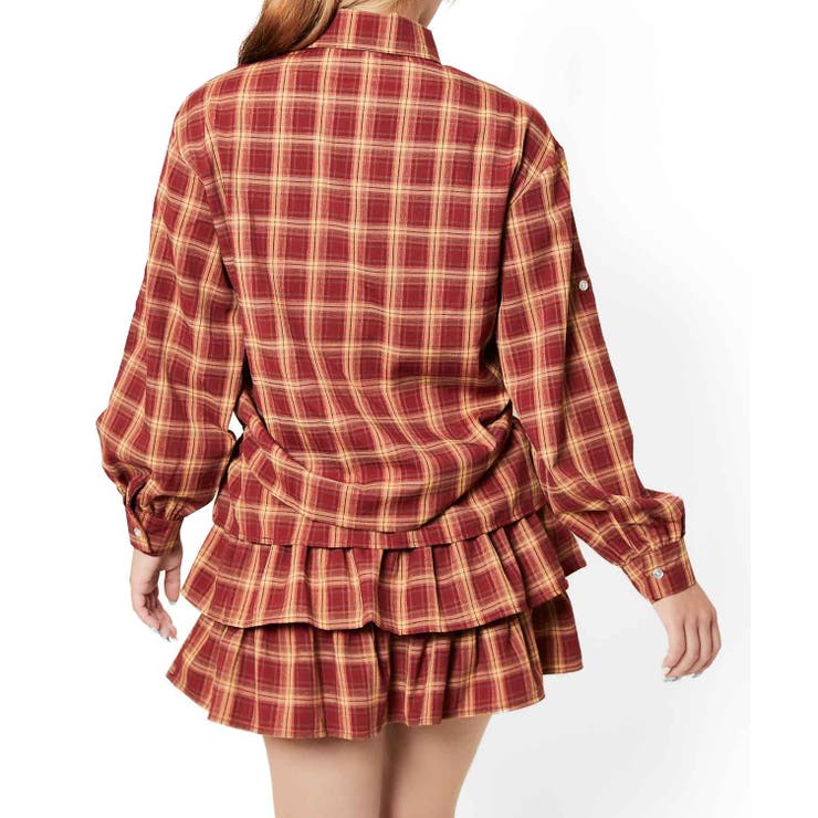 《ドロストシャツ×フリルスカート》チェック柄 セットアップ インナーパンツ付き | GORGE  | 詳細画像2 