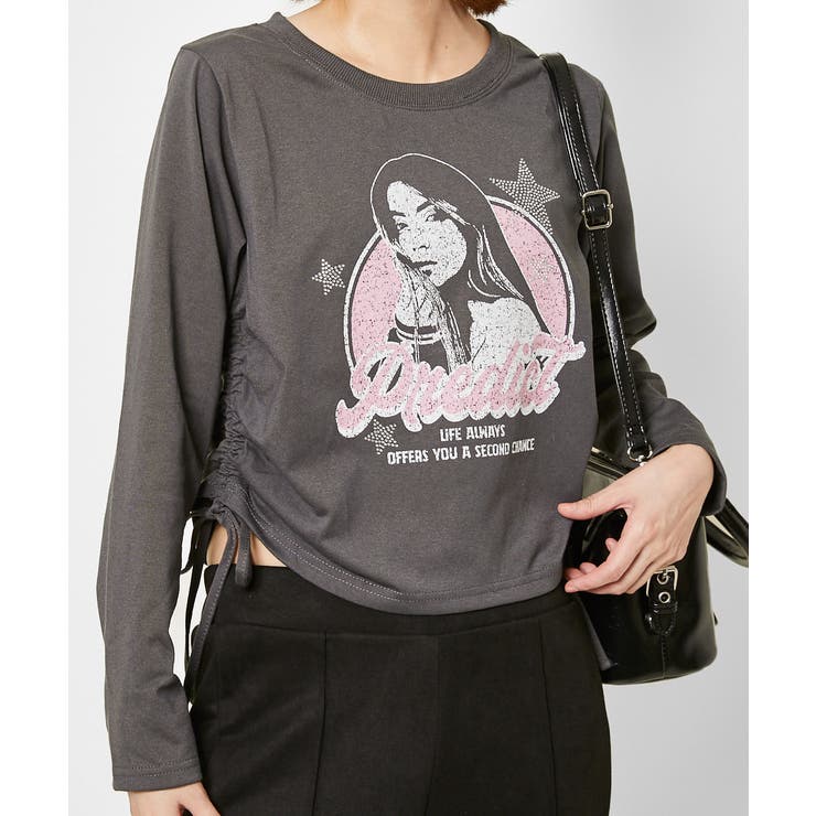 チャコール | レディース 長袖カットソー サイドドロスト | GORGE 