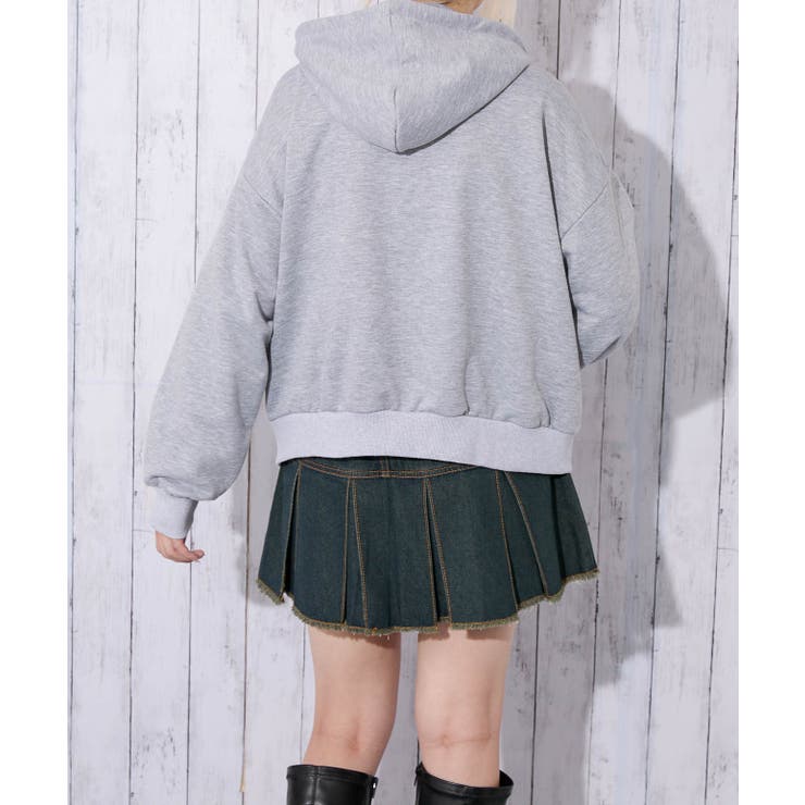 Girlish☆ジップパーカー グレー X-girl エックスガール レディース SPRAY PRINT ZIP UP HOODIE ジップ