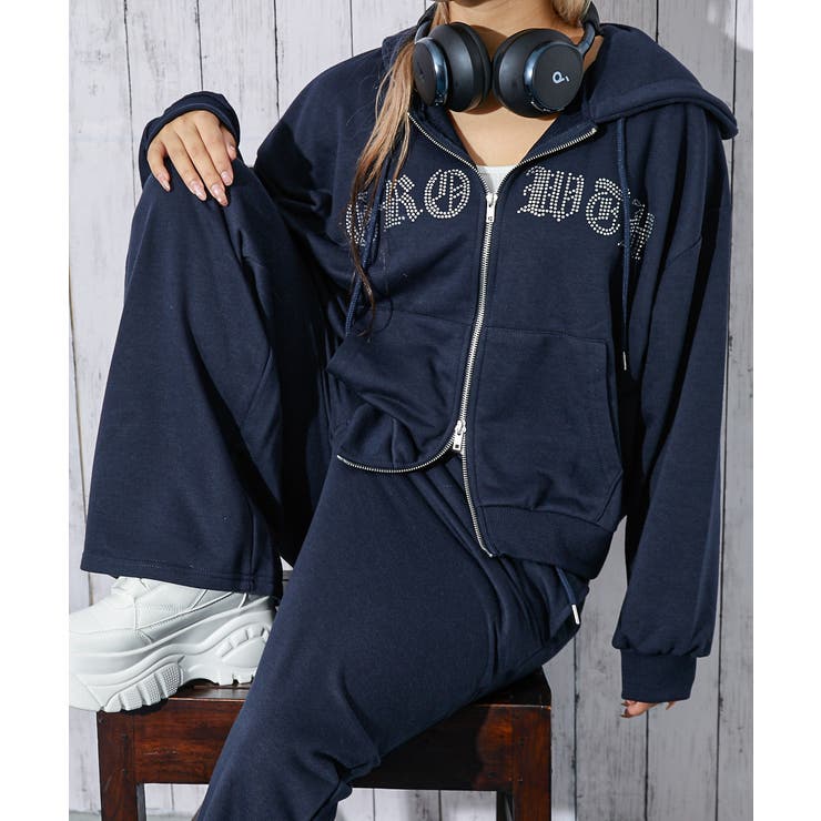 ネイビー | レディース ジップパーカー 裏毛 | GORGE 