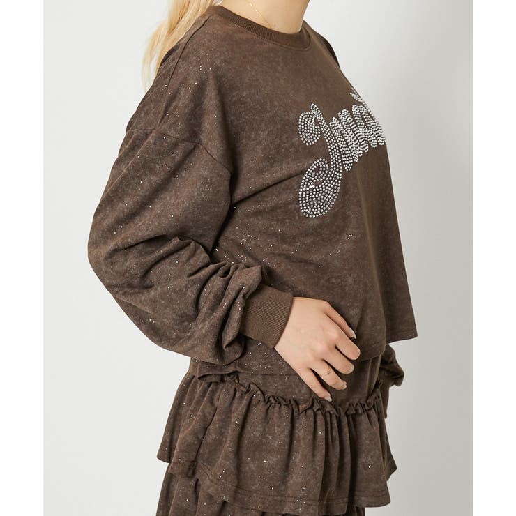 《ラメ×ラインストーンロゴ》レディース ミニ裏毛 プルオーバー | GORGE  | 詳細画像5 