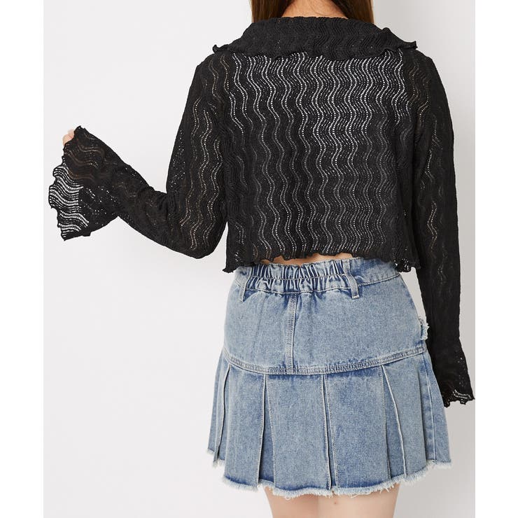 《透かし編み×フリルデザイン》レディース ニットソー カーデ風トップス | GORGE  | 詳細画像8 