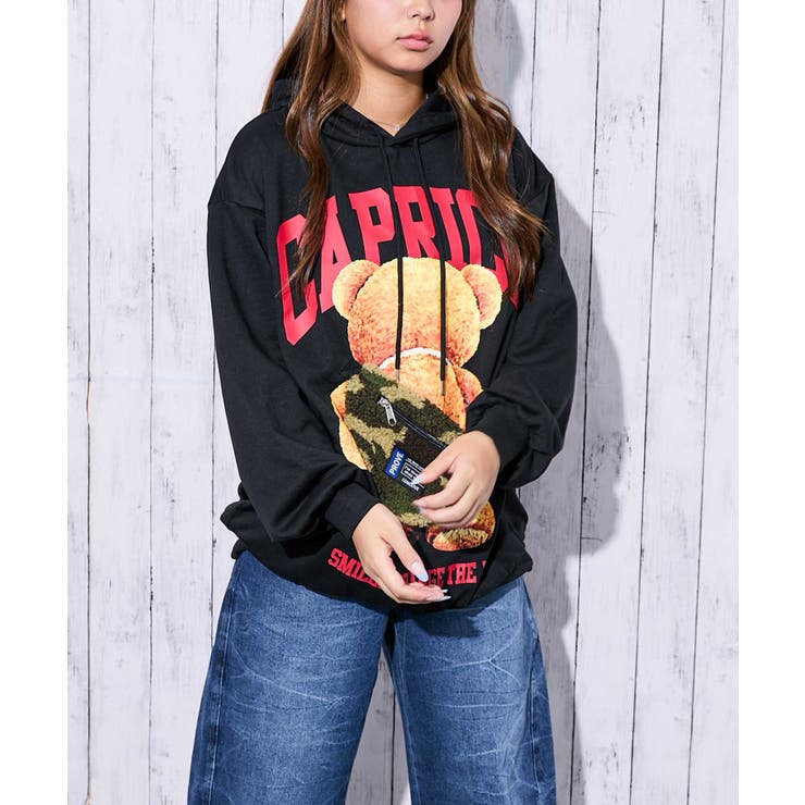 《ビッグくまプリント×ボアフェイクバッグ付き》レディース 裏毛 パーカー | GORGE  | 詳細画像10 