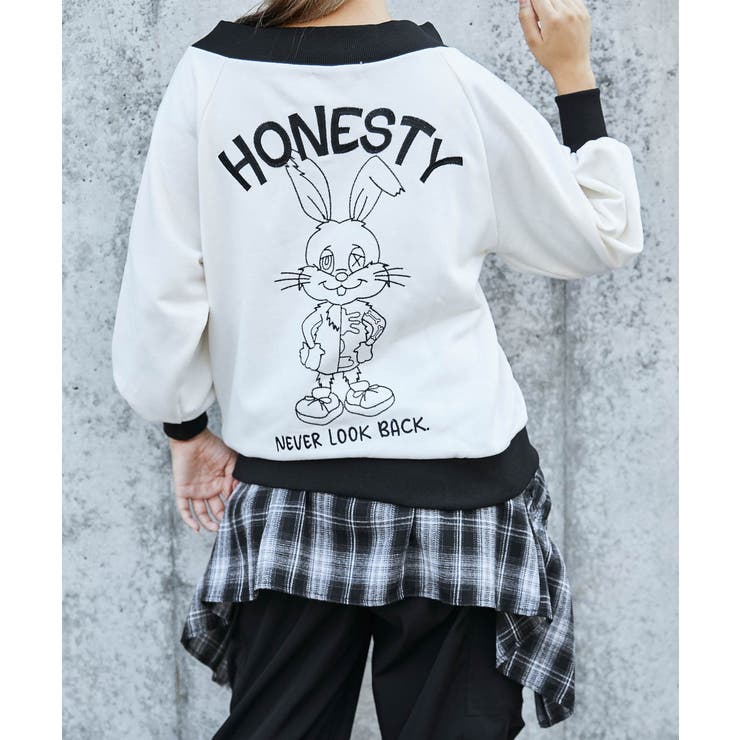 《オフショル×バックうさぎ刺繍》レディース 裏毛 スウェット | GORGE  | 詳細画像4 