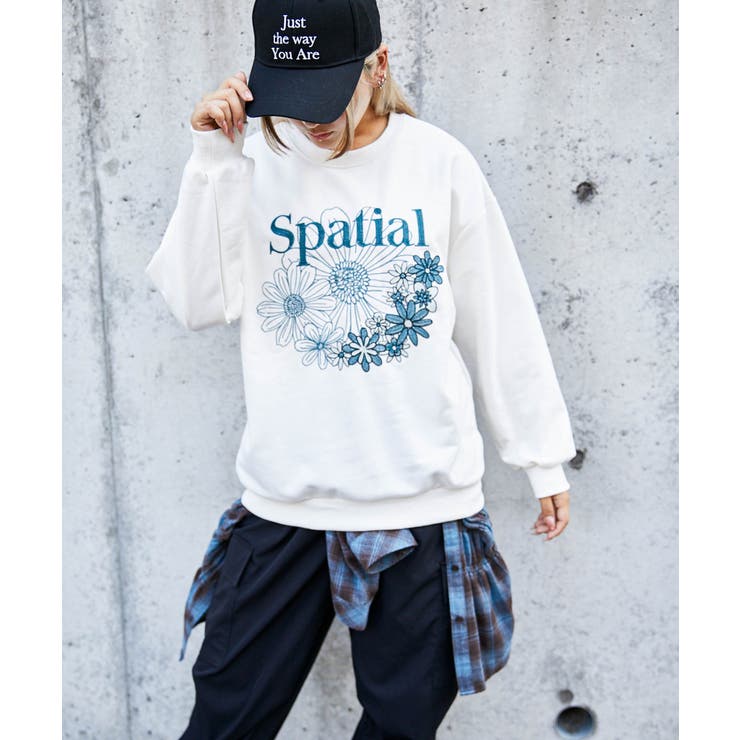 花刺繍×ロゴ》レディース 裏毛スウェット プルオーバー カジュアル 春