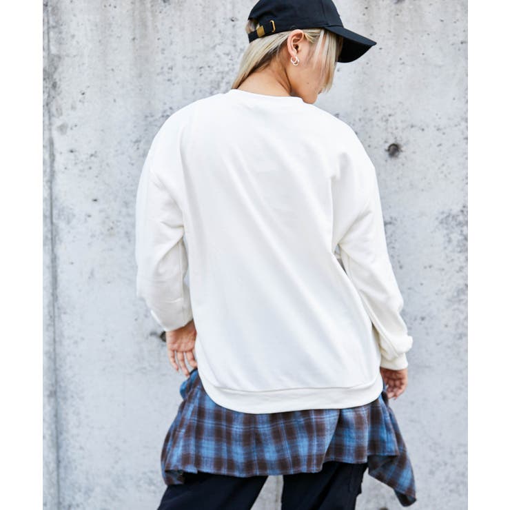 花刺繍×ロゴ》レディース 裏毛スウェット プルオーバー カジュアル 春