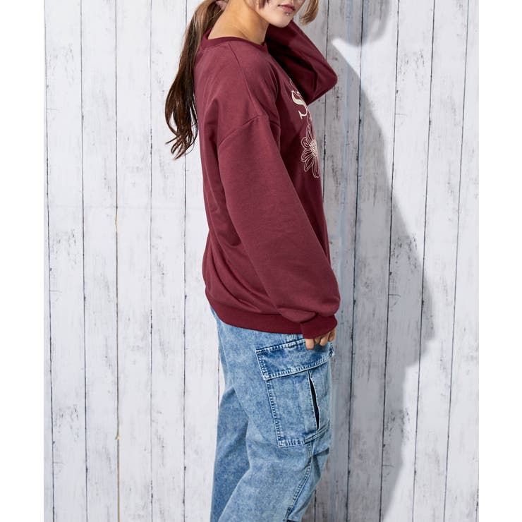 《花刺繍×ロゴ》レディース 裏毛スウェット プルオーバー カジュアル 春秋冬 | GORGE  | 詳細画像12 