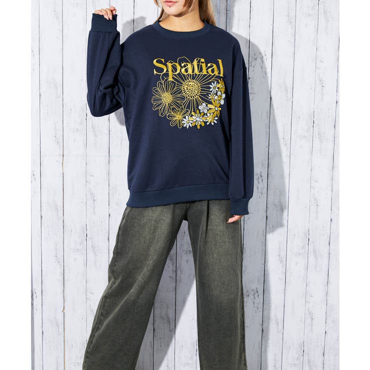 《花刺繍×ロゴ》レディース 裏毛スウェット プルオーバー カジュアル 春秋冬 | GORGE  | 詳細画像14 