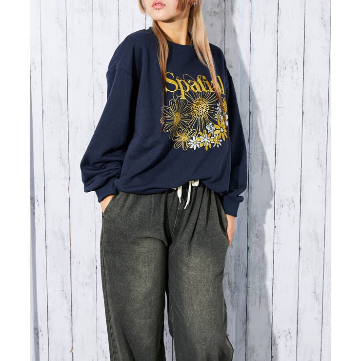 《花刺繍×ロゴ》レディース 裏毛スウェット プルオーバー カジュアル 春秋冬 | GORGE  | 詳細画像15 