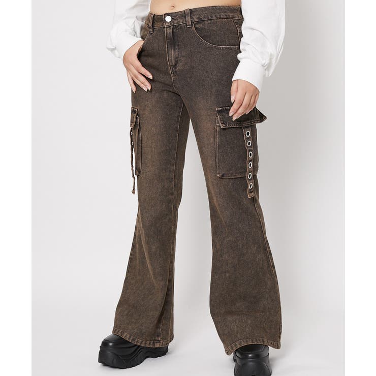 《カーゴポケット×フレア》レディース デニムパンツ ハトメデザイン | GORGE  | 詳細画像3 