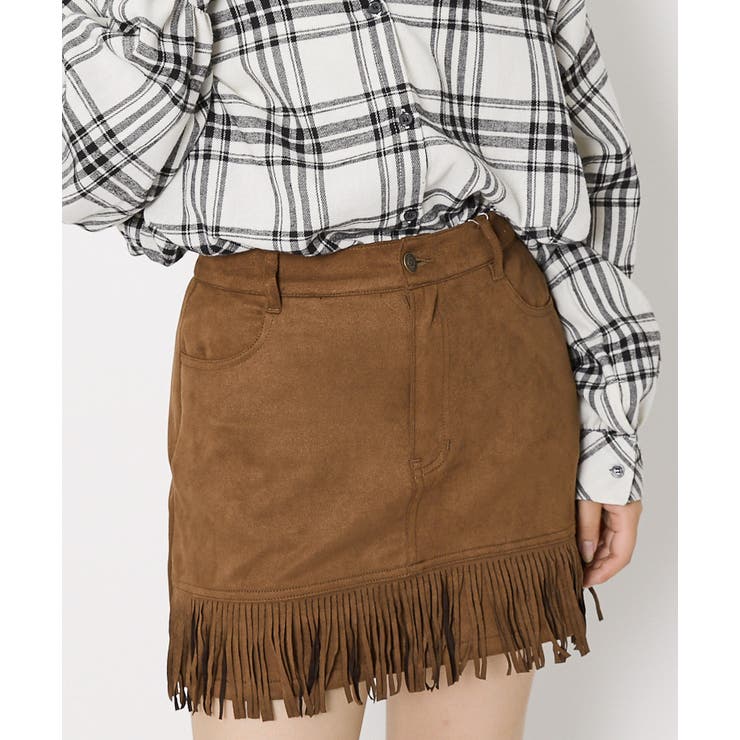 スエード調×フリンジ》レディース ミニスカート ウエスタン 秋冬[品番