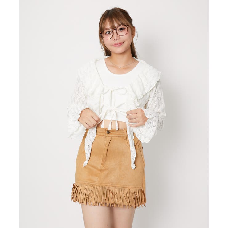 スエード調×フリンジ》レディース ミニスカート ウエスタン 秋冬[品番