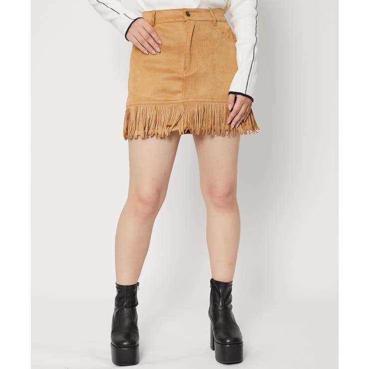 スエード調×フリンジ》レディース ミニスカート ウエスタン 秋冬[品番