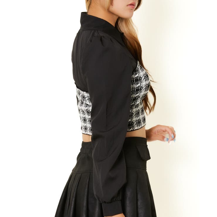 《ビスチェドッキング×千鳥柄》レディース シャツブラウス 長袖トップス 春秋冬 | GORGE  | 詳細画像3 