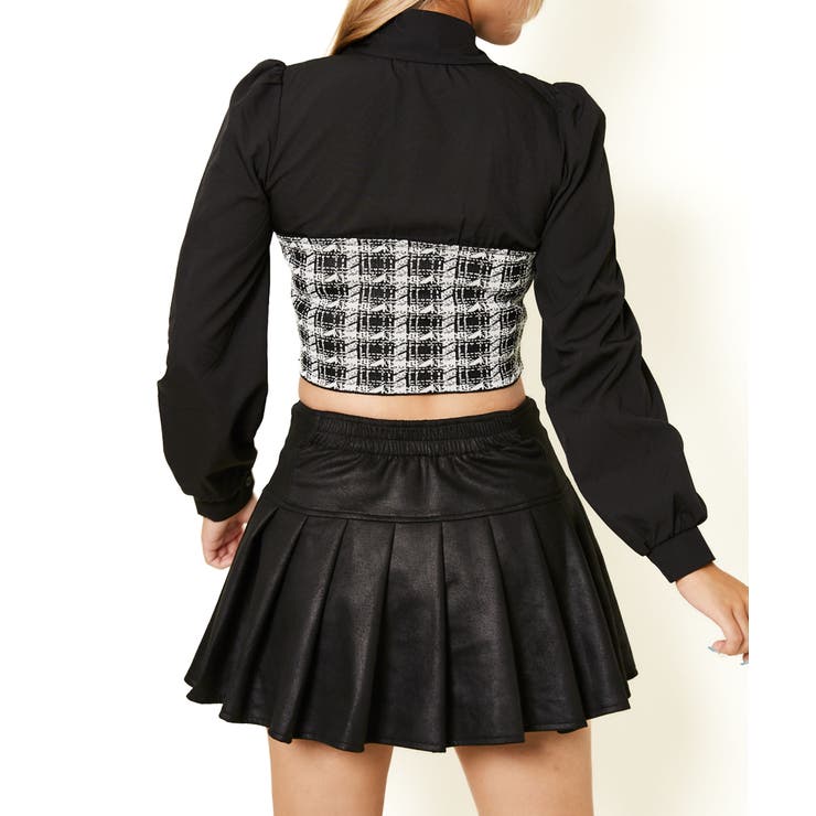 《ビスチェドッキング×千鳥柄》レディース シャツブラウス 長袖トップス 春秋冬 | GORGE  | 詳細画像4 