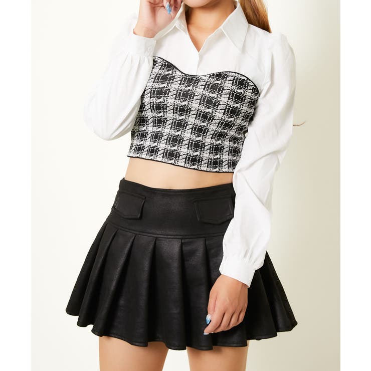 《ビスチェドッキング×千鳥柄》レディース シャツブラウス 長袖トップス 春秋冬 | GORGE  | 詳細画像7 