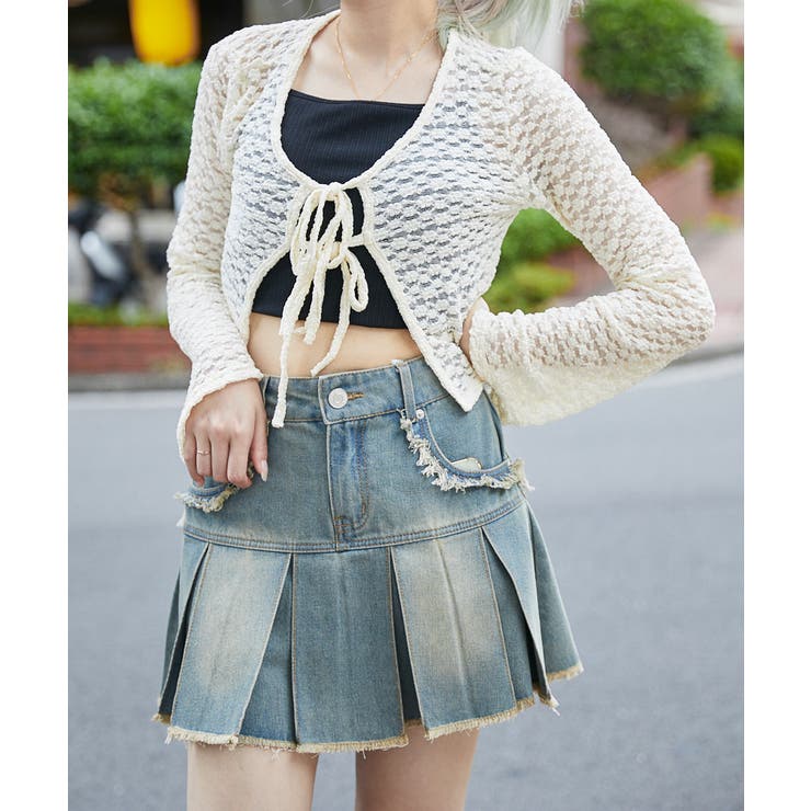 《カットレース×ガーリーリボン》シアー感カーデ	 | GORGE  | 詳細画像2 