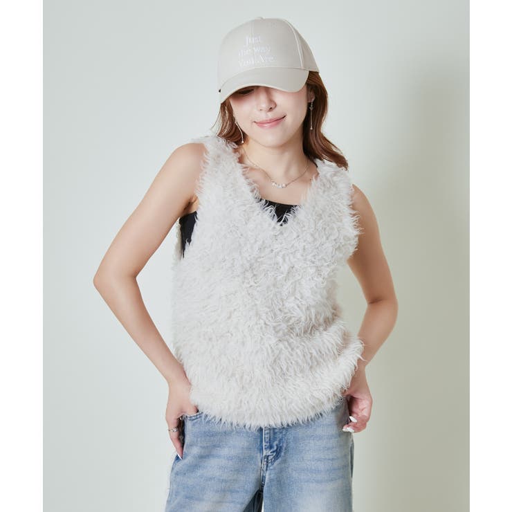 アイボリー | 《前後2WAY×ふわモコ質感》レディース ベスト 起毛デザイン 秋冬	 | GORGE 