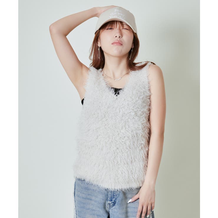 《前後2WAY×ふわモコ質感》レディース ベスト 起毛デザイン 秋冬	 | GORGE  | 詳細画像3 