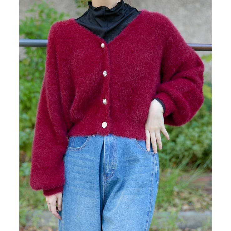 ボルドー | 《フェザータッチ×デザインボタンＭＩＸ》レディース カーディガン 羽織り | GORGE 