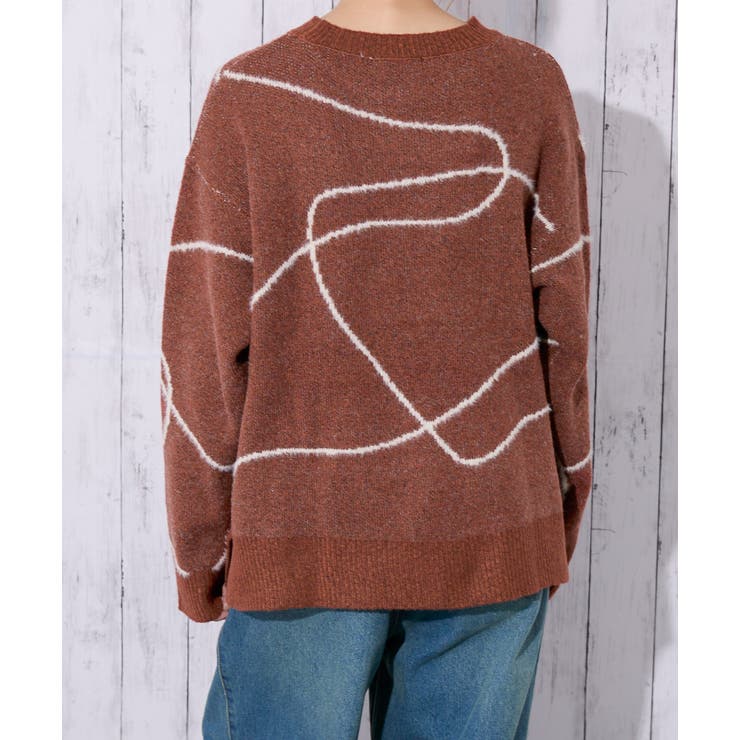 《ライン柄アクセント》レディース ニットプルオーバー ゆったりシルエット 秋冬 | GORGE  | 詳細画像8 