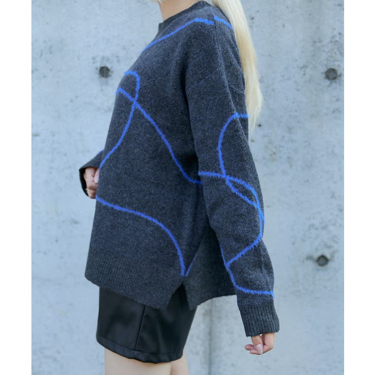 《ライン柄アクセント》レディース ニットプルオーバー ゆったりシルエット 秋冬 | GORGE  | 詳細画像10 