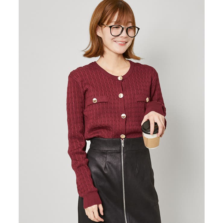 《上品ゴールドボタン×美シルエット》クラシカルな長袖ニットカーディガン | GORGE  | 詳細画像8 