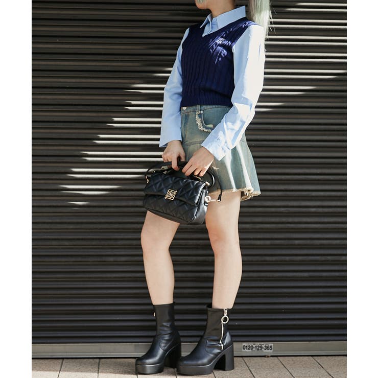 《ニットベスト×シャツドッキング》レディース 長袖トップス 重ね着風 春秋対応 | GORGE  | 詳細画像2 