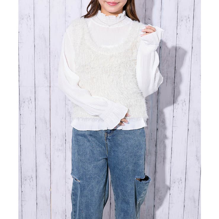 《きらめきフェザー》レディース ラメ ニットベスト トレンド映え 秋冬 | GORGE  | 詳細画像4 