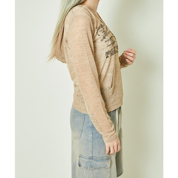 《透け感×ラフロゴ》こなれニットパーカー | GORGE  | 詳細画像5 