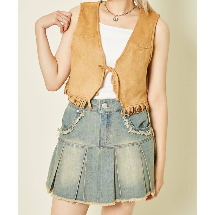 キャメル | レディース ベスト 羽織り風ヴィンテージ調 | GORGE 