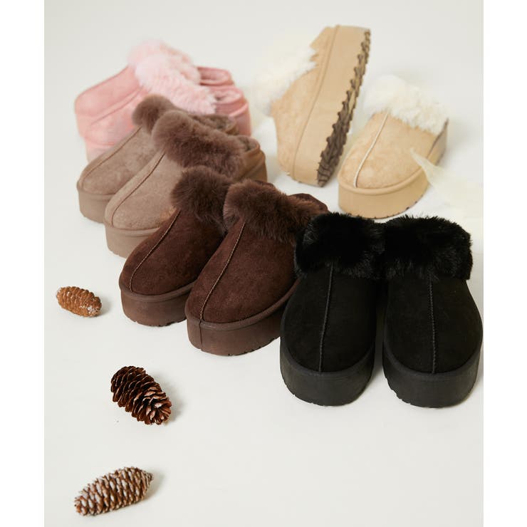 AU&MU レディース ブラウン ムートン 25.5 ムートンブーツ レディース